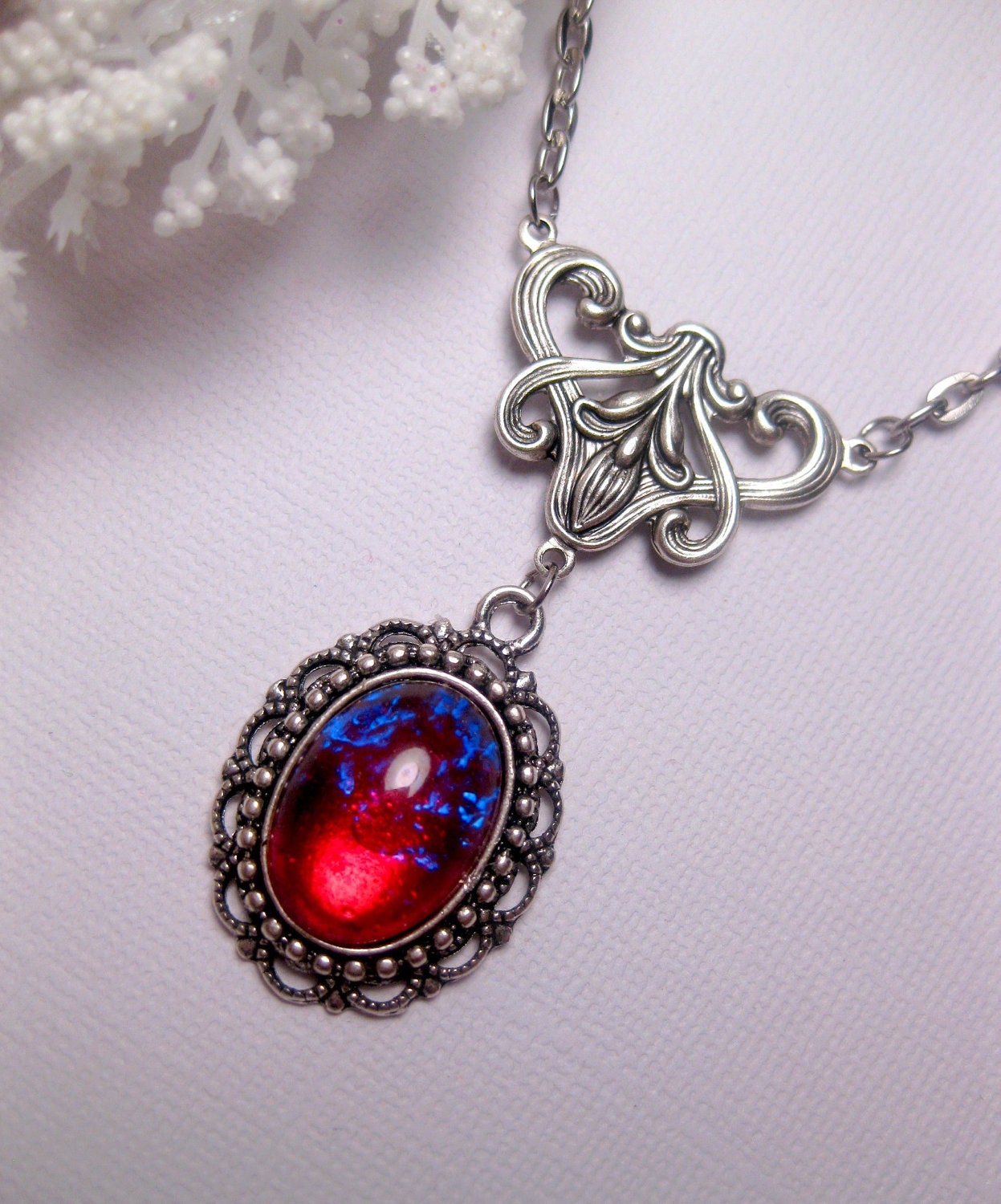 Dragon's Breath Necklace Fire Opal Necklace Victorian - Etsy