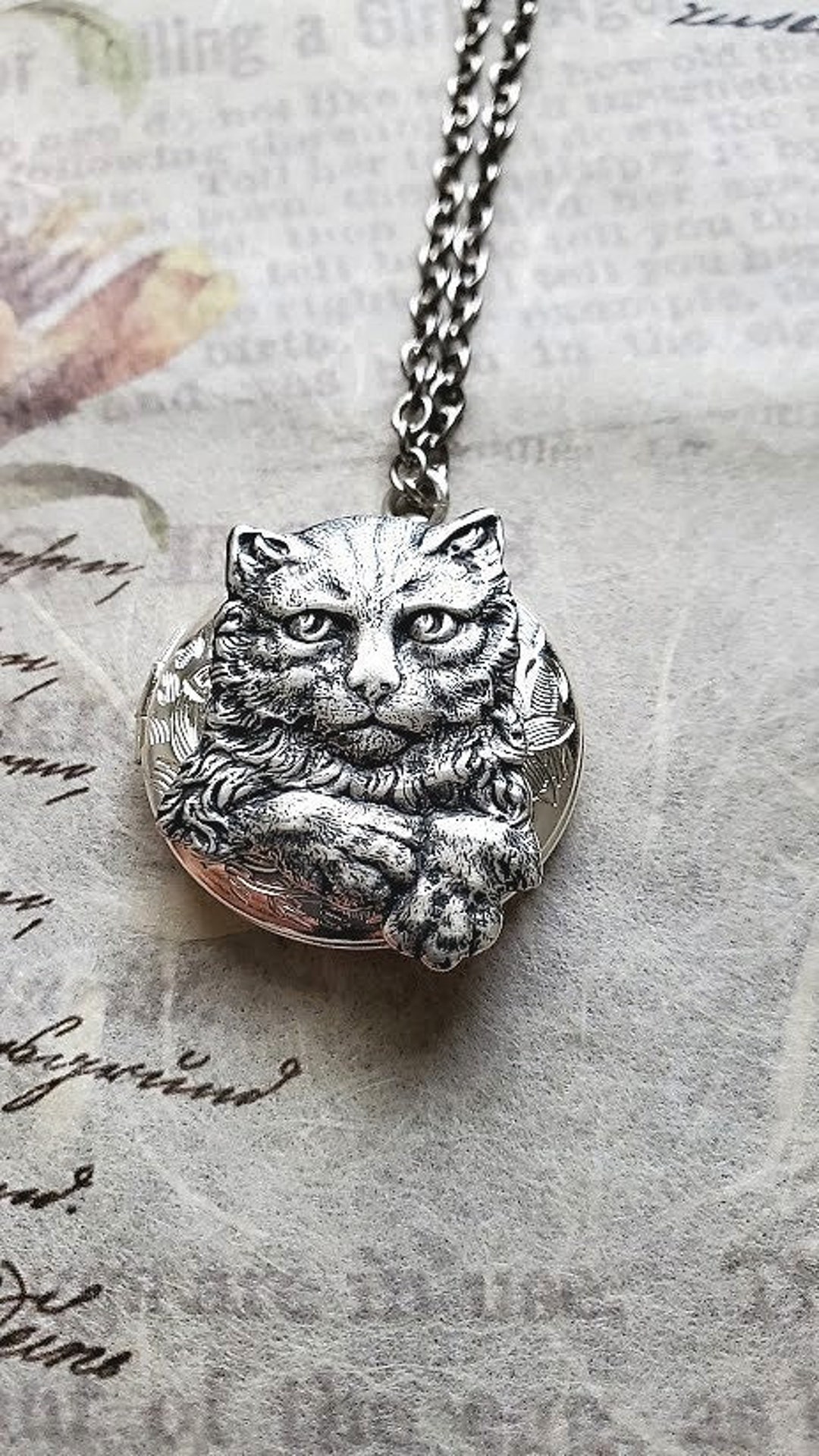 Kitty Cat Locket | Silver Cat Necklace | Animal Necklace | Silver Pet ...