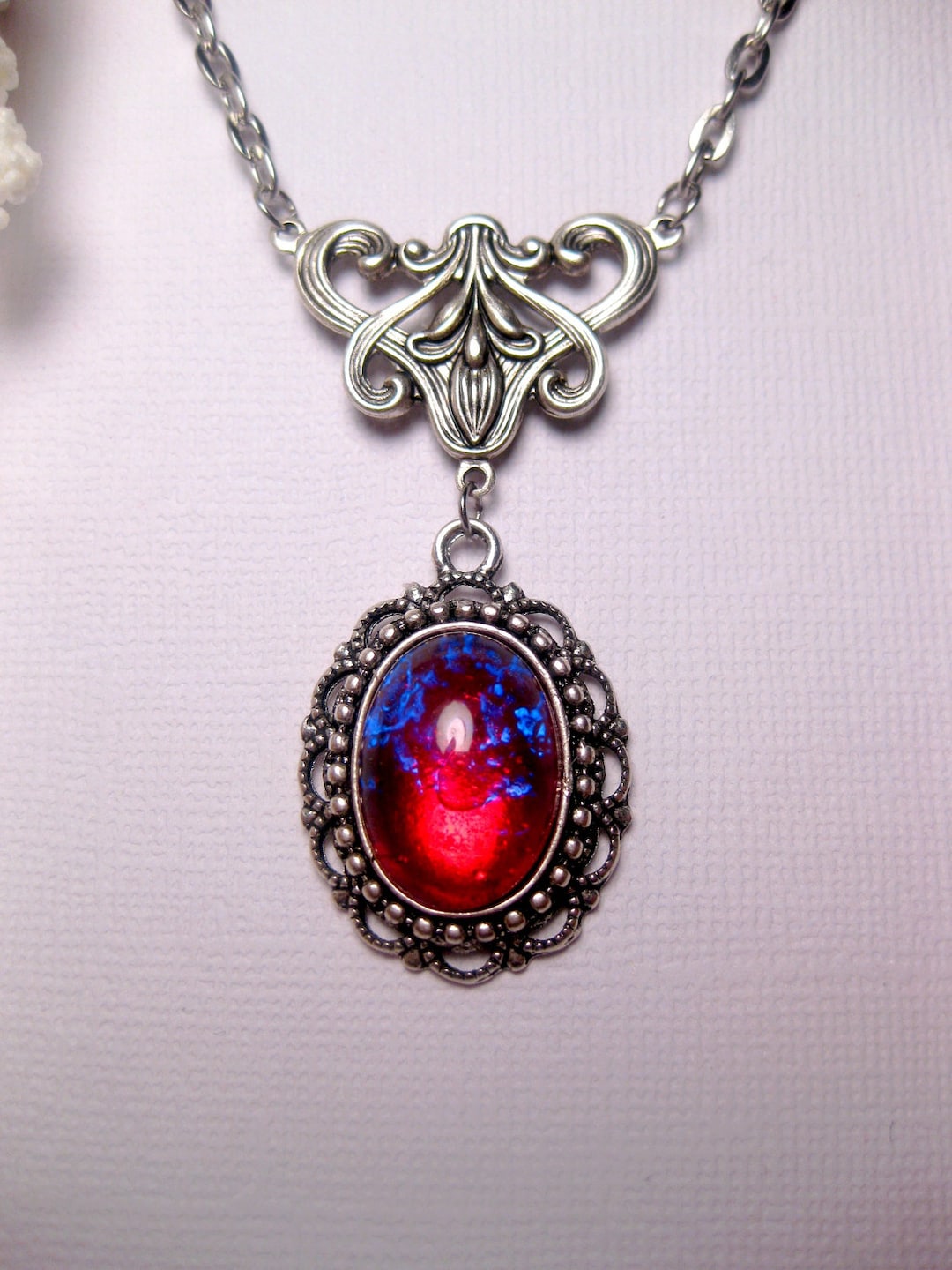 Dragon's Breath Necklace Fire Opal Necklace Victorian Necklace Art ...