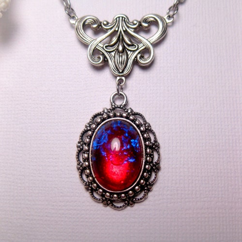 Dragon's Breath Necklace Fire Opal Necklace Victorian - Etsy