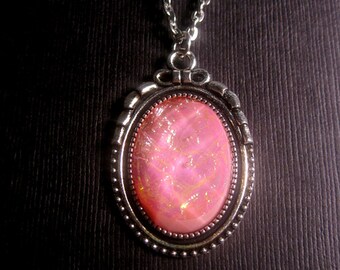 Pink Necklace - Pendant - Sparkly - Mood -Iridescent - Mermaid - Shimmer - Custom Chain Length - Christmas Gift
