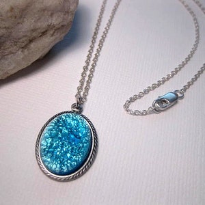 Opal Necklace Aqua Sea Pendant Ocean Jewelry Happy Mermaid STERLING SILVER chain Splash Of Water image 4