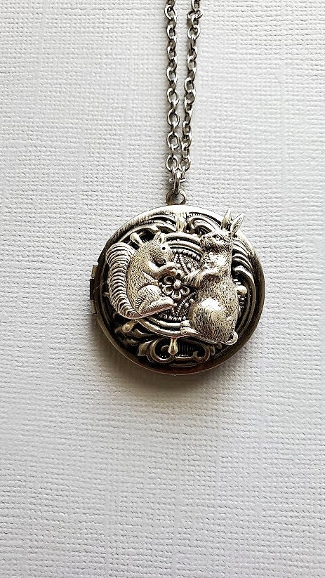 Rabbit Locket | Squirrel Bunny Necklace | Silver Nature Pendant ...