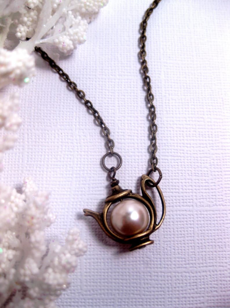 Teapot Necklace Alice in Wonderland Necklace Vintage Style Etsy