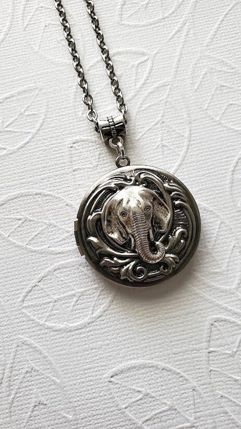 Elephant Locket Necklace | Circus Necklace | Animal Pendant | Silver ...