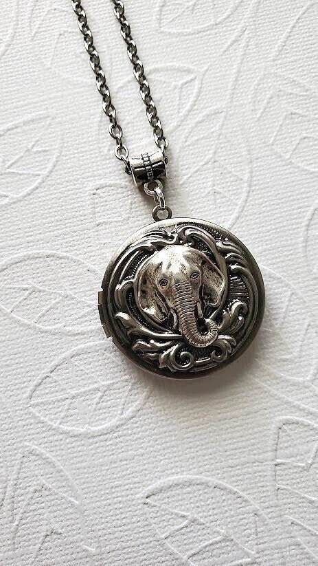 Animal Lockets Elephant Locket Necklace | Circus Necklace | Animal Pendant | Silver ...