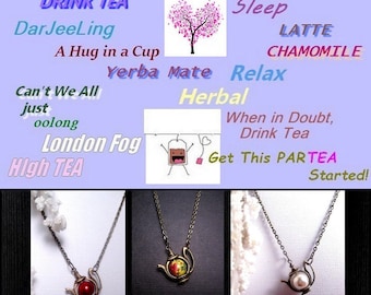 Teapot Necklace - Antique Bronze - Choose Your Color