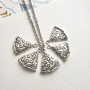 Pizza Necklace Pepperoni Food Charm Pendant Silver ~ EA746