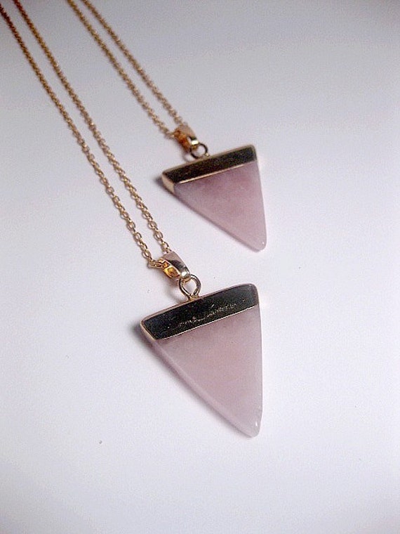 Triangular Shaped Rose Quartz Stone Necklace