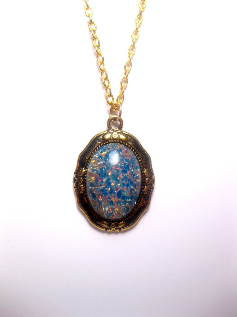 Tiki Blue Opal Necklace Fire Opal Necklace Long Set In | Etsy