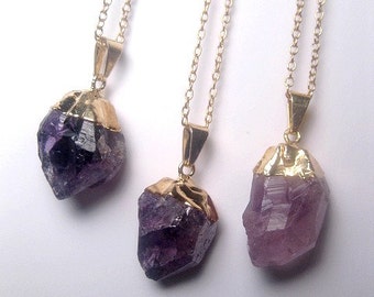 Amethyst Necklace - Raw Amethyst Gold Necklace - Amethyst Point Necklace - Quartz Necklace - Rough Amethyst Quartz - Christmas Gift