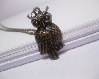 Bronze Owl Pendant Necklace