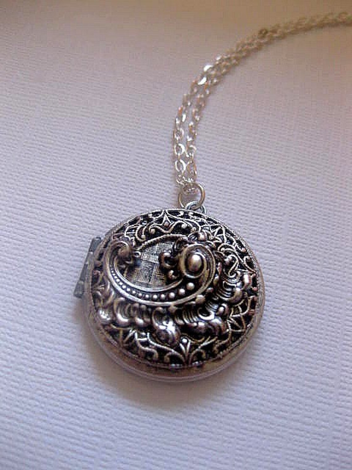 Fancy Silver Locket Necklace Lace Locket Design Locket Etsy