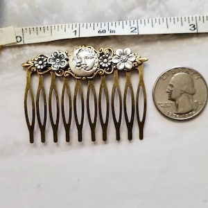 Moon Haircomb Fantasy Sun Accessory Antique Style Comb Flower Hairpiece Vintage Look Hair Pin Man in the Moon Celestial Gift image 6