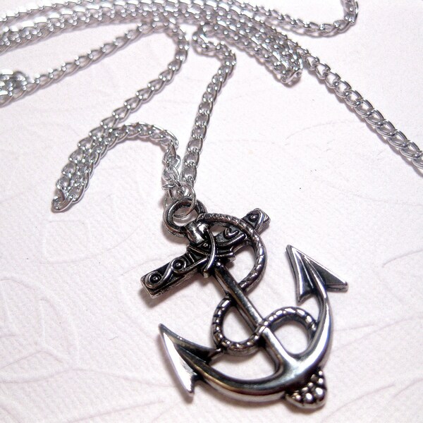 Sailor Boy Boat Anchor Charm Necklace - Long or Custom Length