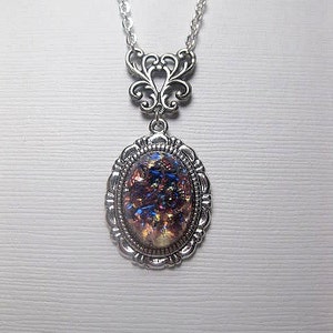 Amethyst Opal Necklace Silver Fire Opal Custom Length Christmas Gift image 2