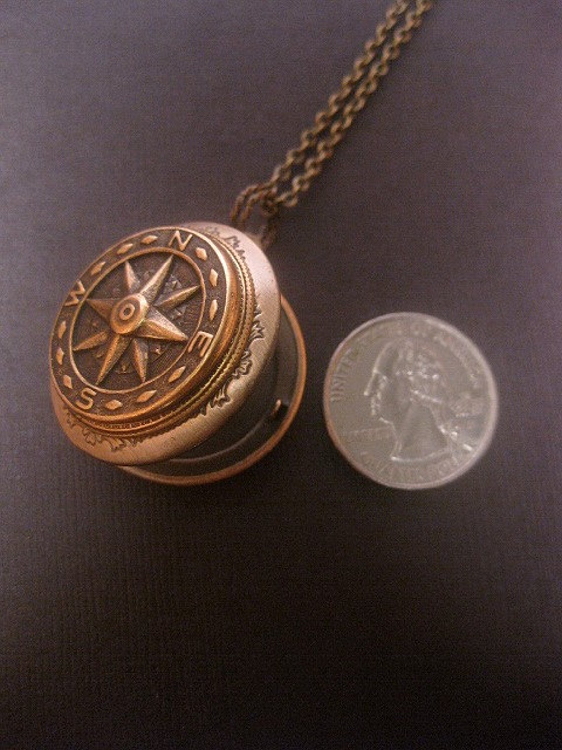 Compass locket necklace Clearance