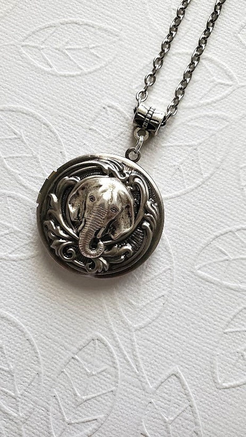Elephant Locket Necklace | Circus Necklace | Animal Pendant | Silver ...