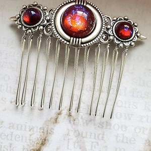 Dragon Breath Opal Hair Comb Decorative Silver Haircomb Bridal Hairpiece Dream Core Aesthetic Hair Clip Wedding Bun Holder image 7