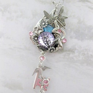 Key Necklace - Fairy Key Necklace - Fantasy Purple Crystal - Flower ...