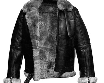 Męska kurtka pilotka RAF Aviator B3 Bomber | Kurtka lotnicza z prawdziwej skóry owczej | Kurtka pilotka