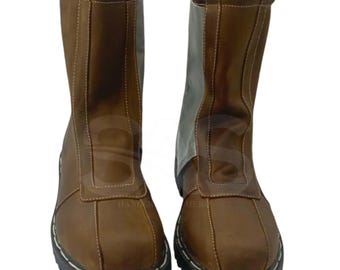 Ręcznie robione brązowe skórzane buty cosplay w stylu mandaloriańskim