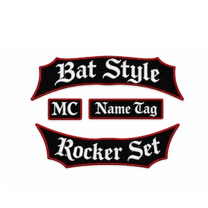 Bat Style MC Rocker Patch Set With Name Tag