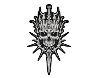 Skull Sword Patch – Gothic Embroidered Biker Badge