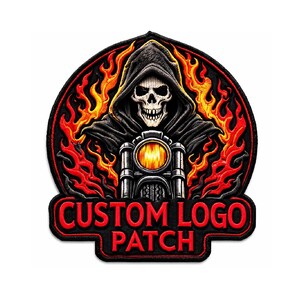 Custom Skull Biker Patch Grim Reaper Motorcycle Embroidery Patch