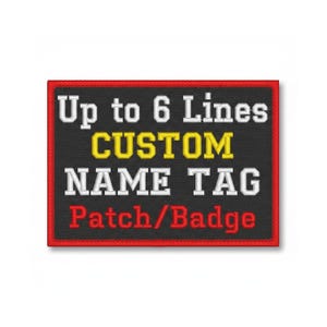 Custom Name Tag Embroidered Patch – Personalized 6 Line Badge