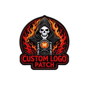 Custom Skull Biker Patch Grim Reaper Motorcycle Embroidery Patch