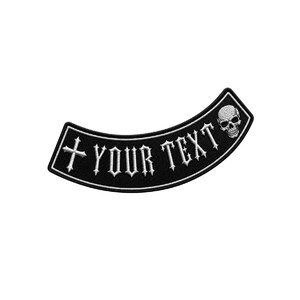 Custom Gothic Rocker Patch – Curved Embroidered Name Badge