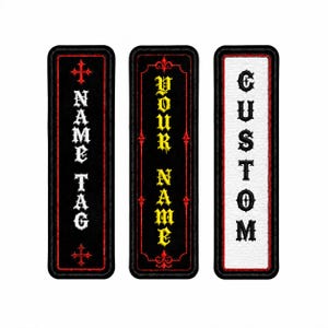 Custom Vertical Name Tag Patch – Biker Badge