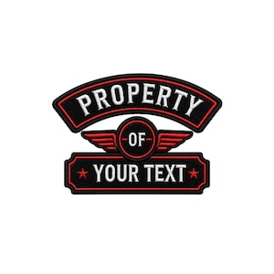 Property Of Patch Set – Custom Text Embroidered Biker Vest Patch