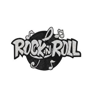 Geborduurde vinylpatch rock-n-rollmuziek