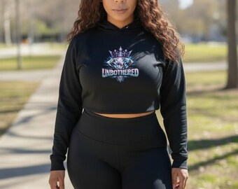 Ungestörte Krone Crop Hoodie Grafik Streetwear Pullover