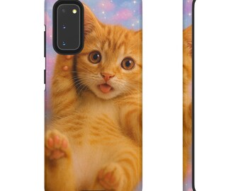 Ginger Kitten Handyhülle: Galaxy Cat Design, langlebig, doppellagig