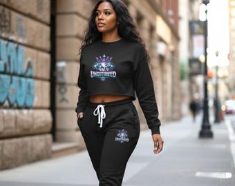 Logo Joggers Athletic Black Sweatpants with 'Unbothered' Design