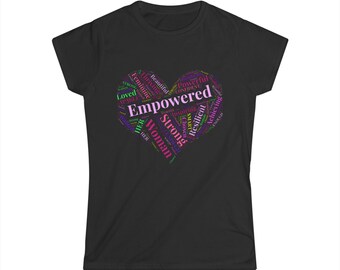 Empowered Woman Herz Tee Inspirational Feminine Wort-Wolke T-Shirt