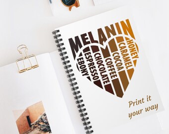 Spiralblock melanin Herz liniert Journal mit "Melanin" Shades Design