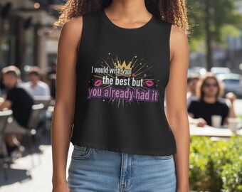 Freches grafisches Crop Top im Retro Mic Drop Design