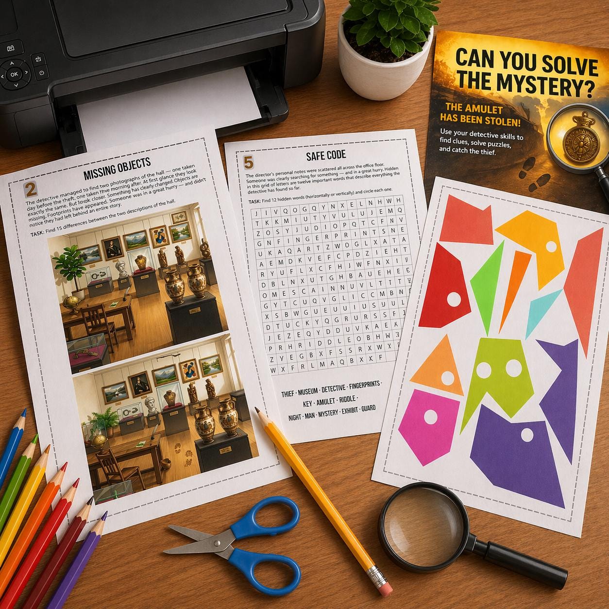 Kids Detective Mystery Game | Printable Museum Escape Room, Puzzle