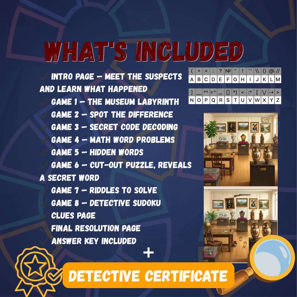 Kids Detective Mystery Game Printable Museum Escape Room Puzzle Kids Detective Mystery Game Printable Museum Escape Room Puzzle