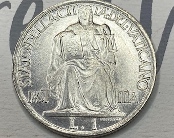 1942 Vatican City 1 Lire Uncirculated Stainless Steel