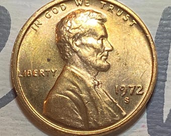 1972 S Penny Uncirculated  Lincoln Memorial Cent US Coin