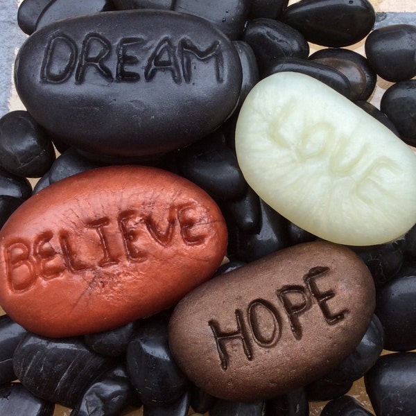 Inspirational River Rock Soap Collection / Mother's Day / Bathroom decor / Sea Glass / Hostess Gift