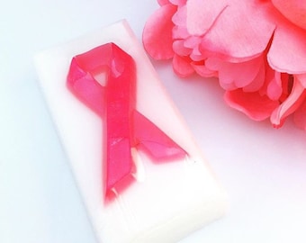 5 Pink Ribbon Awareness Soap / Breast Cancer Awareness / Awareness Ribbon Soap / Awareness Soap Gift