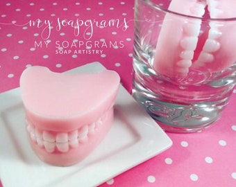 Denture Soap Set / Over the Hill Party Favors / Gag gift / Dental Gift / April Fool's Novelty Soap / False teeth