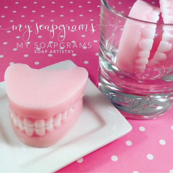 Denture Soap Set / Over the Hill Party Favors / Gag gift / Dental Gift / April Fool's Novelty Soap / False teeth