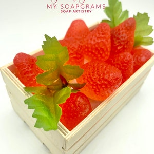 Strawberry Soap Set / Strawberry Soap / Decorative Strawberries / Gift for Mom / Fruit soap / Fake Food Soap